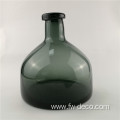 Recycled round glass vase in blue gray